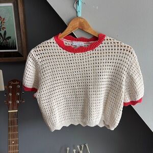 Miou Muse Red and Cream Knit Sweater